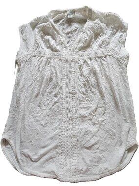 Sundance White Boho Embroidered Tunic Top Size PS